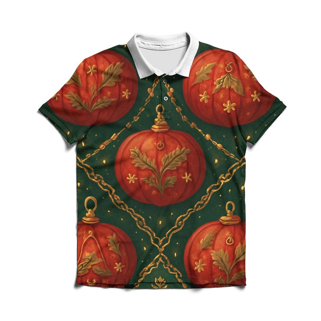 Festive Pumpkin Ornament Tessellation casual sports polo shirts