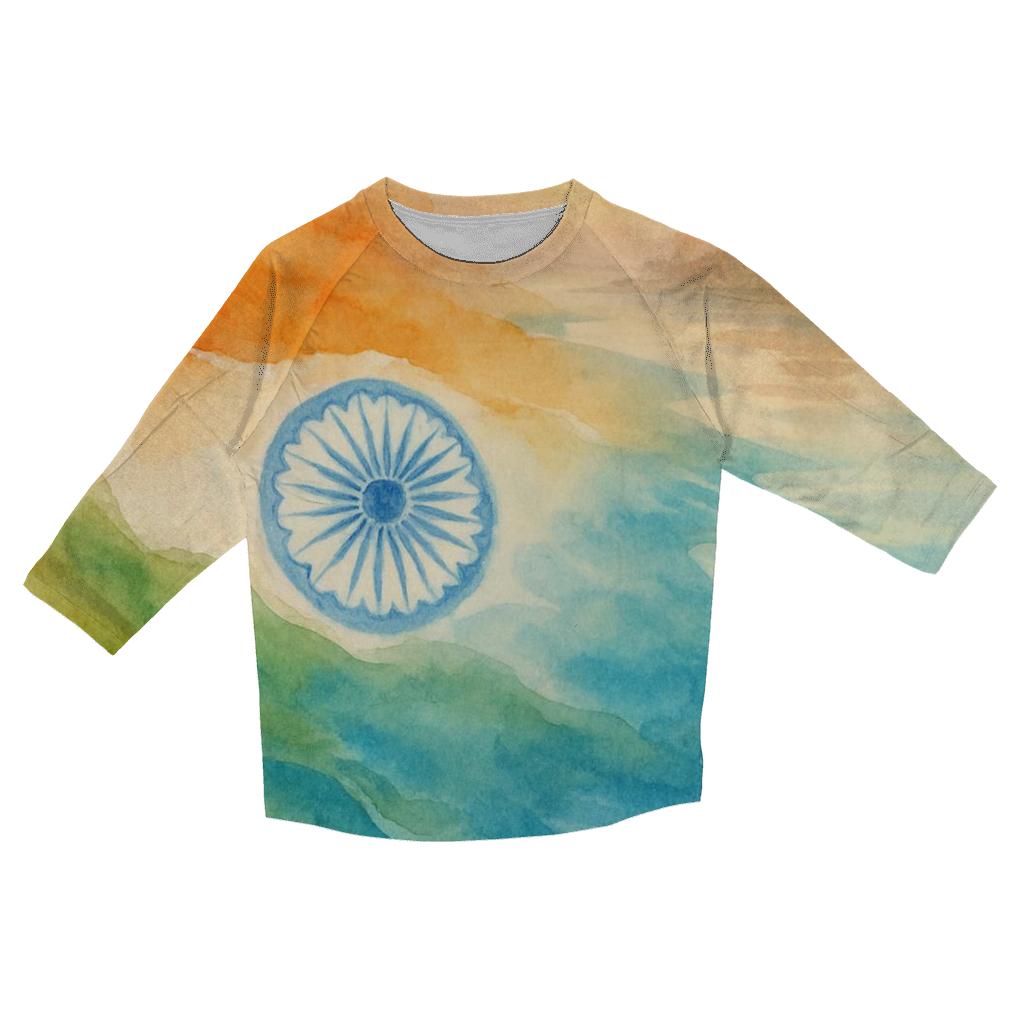 India Watercolor Ganges custom 3/4 sleeve shirts