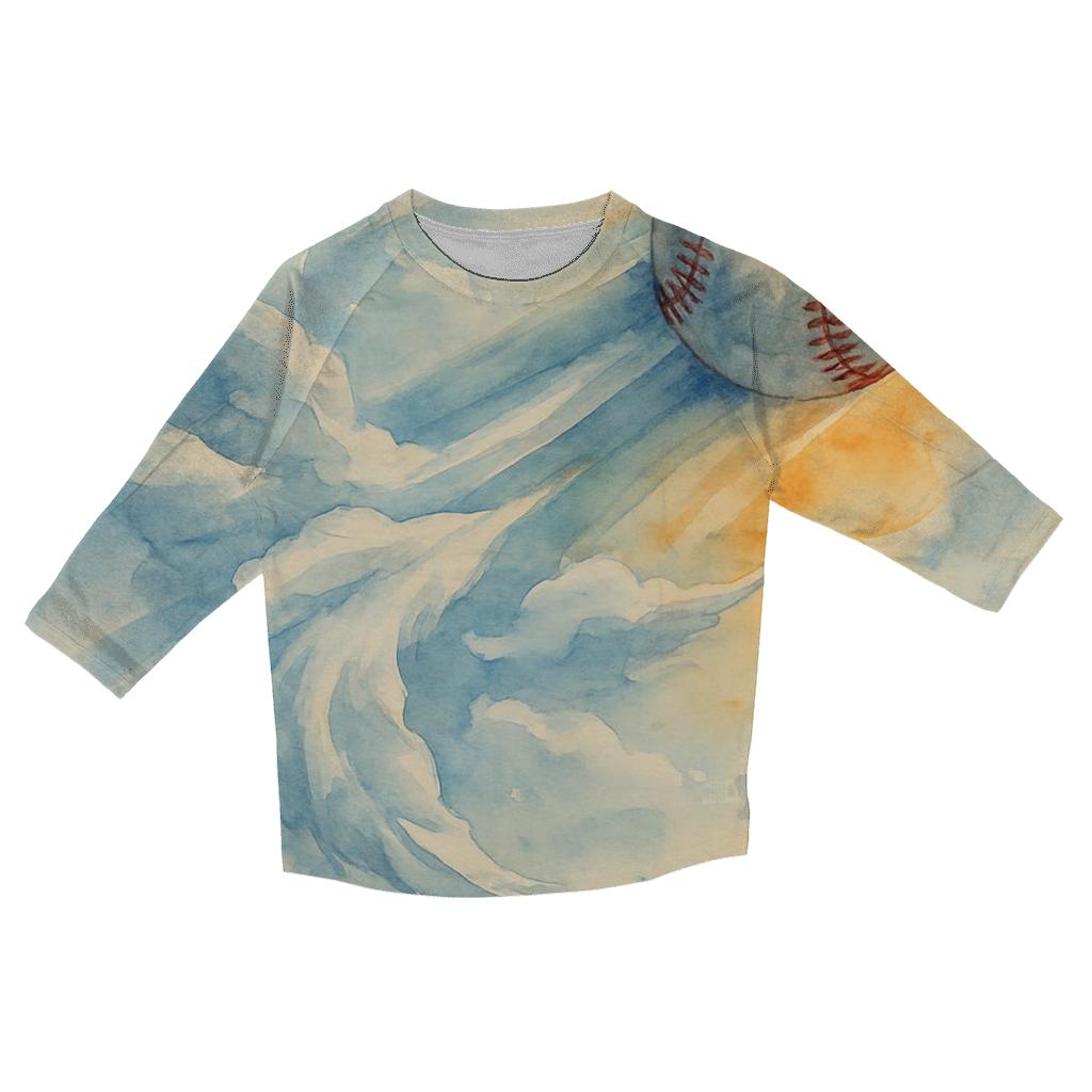 Feathered Fastball With Blue Jays printed three quarter sleeve shirts