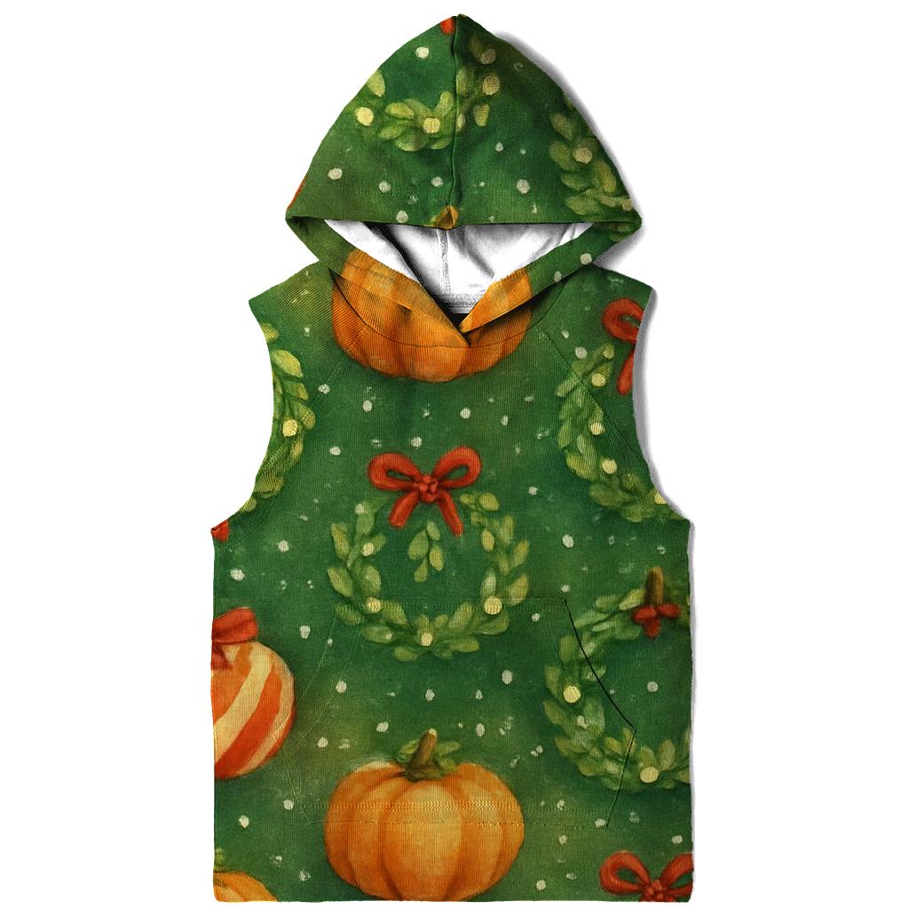 Candy Cane Pumpkin Lattice On Forest Green embroidered hoodies