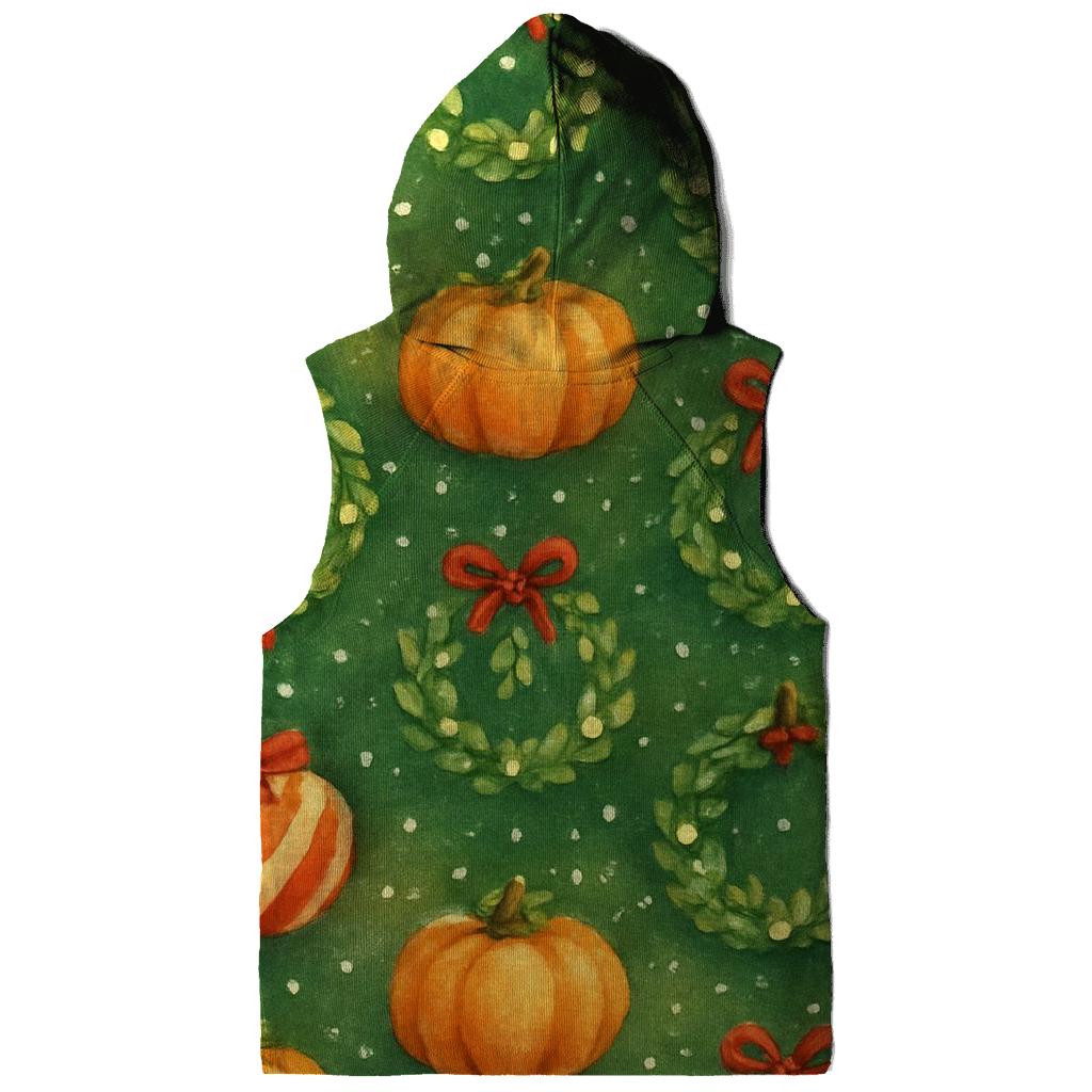 Candy Cane Pumpkin Lattice On Forest Green embroidered hoodies