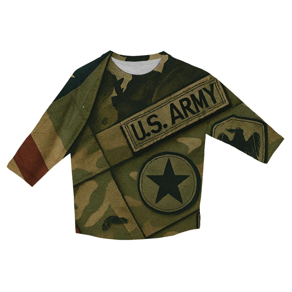 Camouflage Unity Flag stylish quarter sleeve tops