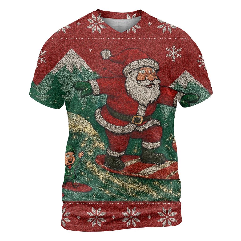 Santa Sleighboard Shuffle designer pattern shirts
