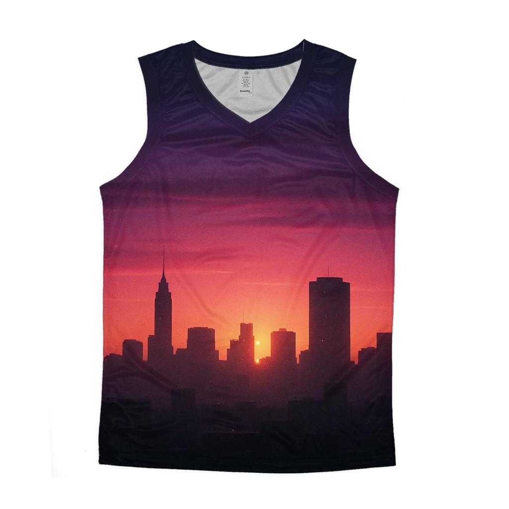 Violet Skyline Velvet graphic print tank tops