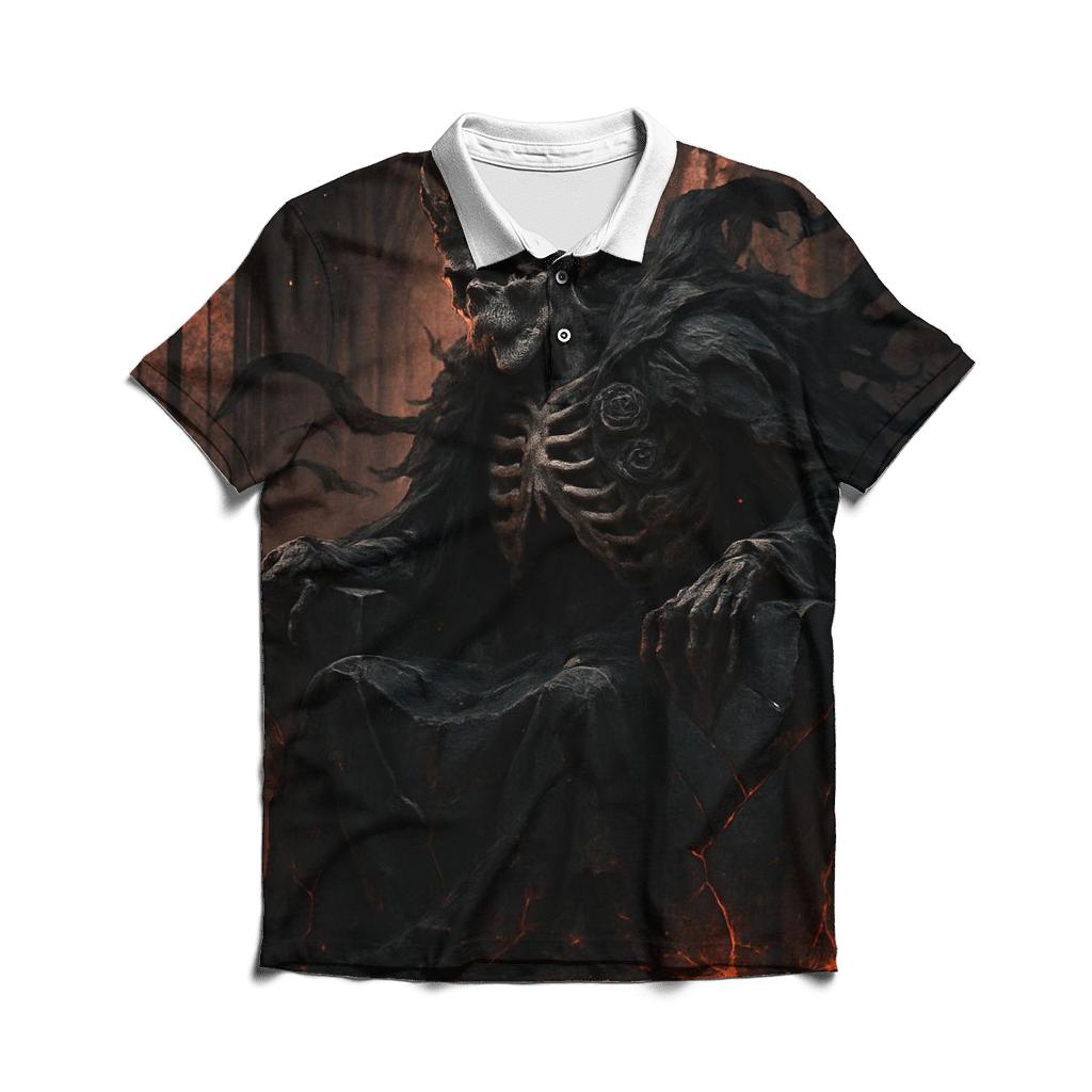 Ashen Throne Of The Skeleton King premium cotton polo shirts