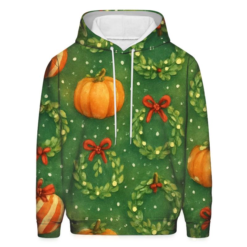 Candy Cane Pumpkin Lattice On Forest Green hoodies fashion