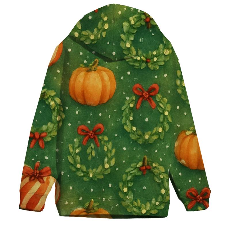 Candy Cane Pumpkin Lattice On Forest Green hoodies fashion