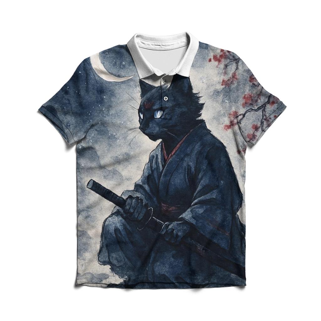 Samurai Moon Guardian premium cotton polo shirts