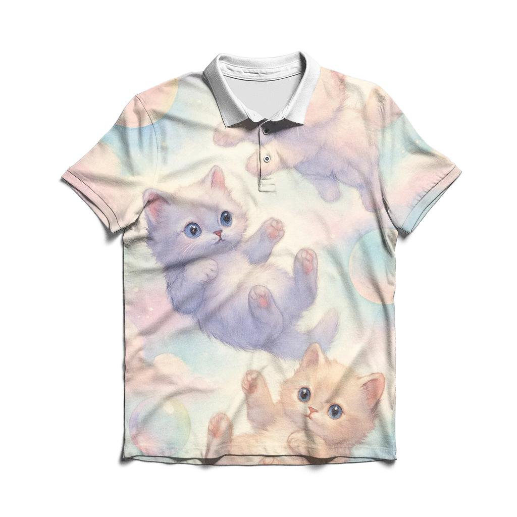 Cotton Candy Cloud Kittens custom polo shirts