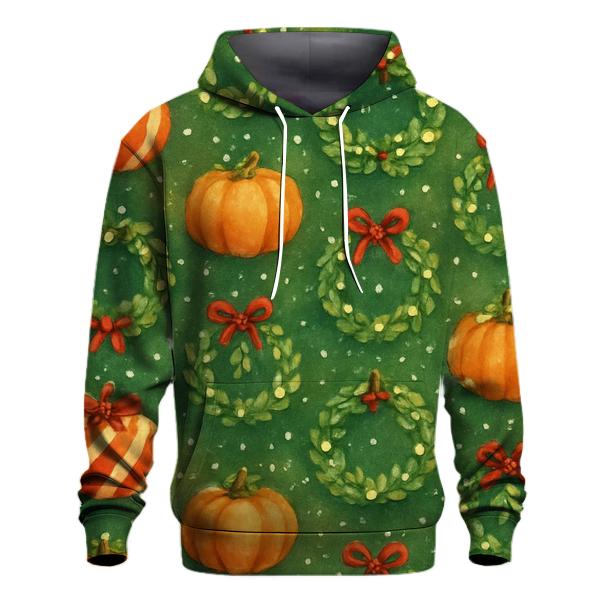 Candy Cane Pumpkin Lattice On Forest Green custom hoodies