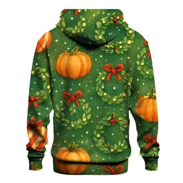Candy Cane Pumpkin Lattice On Forest Green custom hoodies