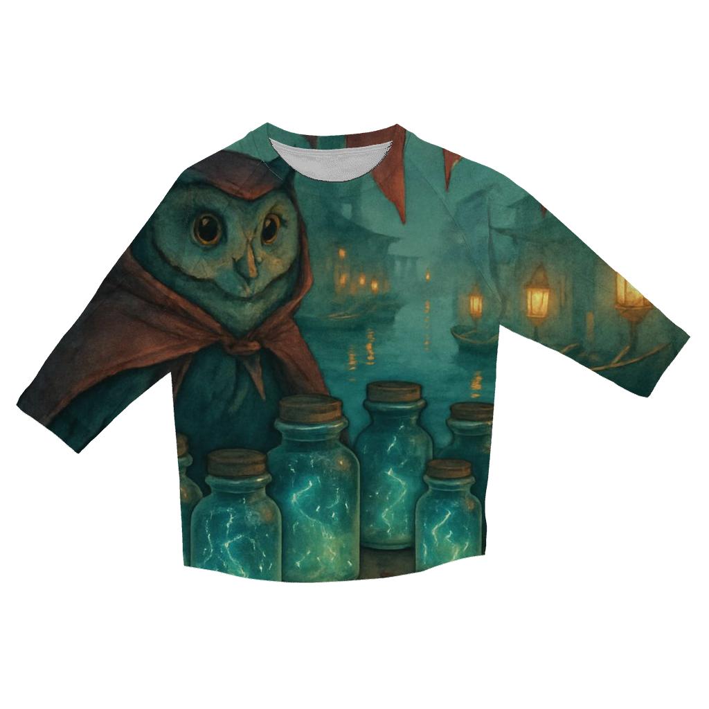 Floating Market Owl cotton quarter sleeve shirts
