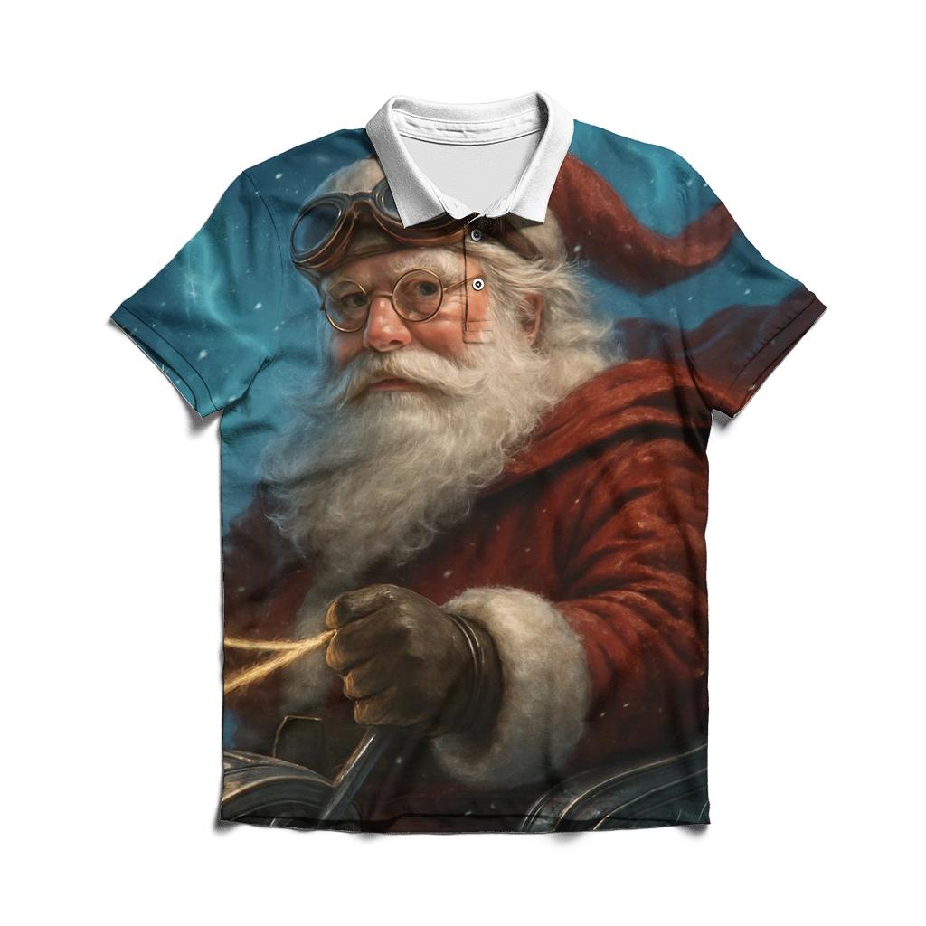 Aurora Sleigh Pilot Santa stylish collar polo tees
