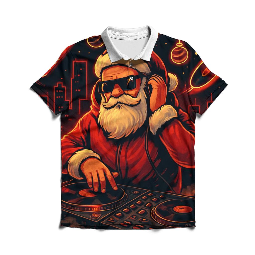Neon Streetwear Santa DJ stylish collar polo tees