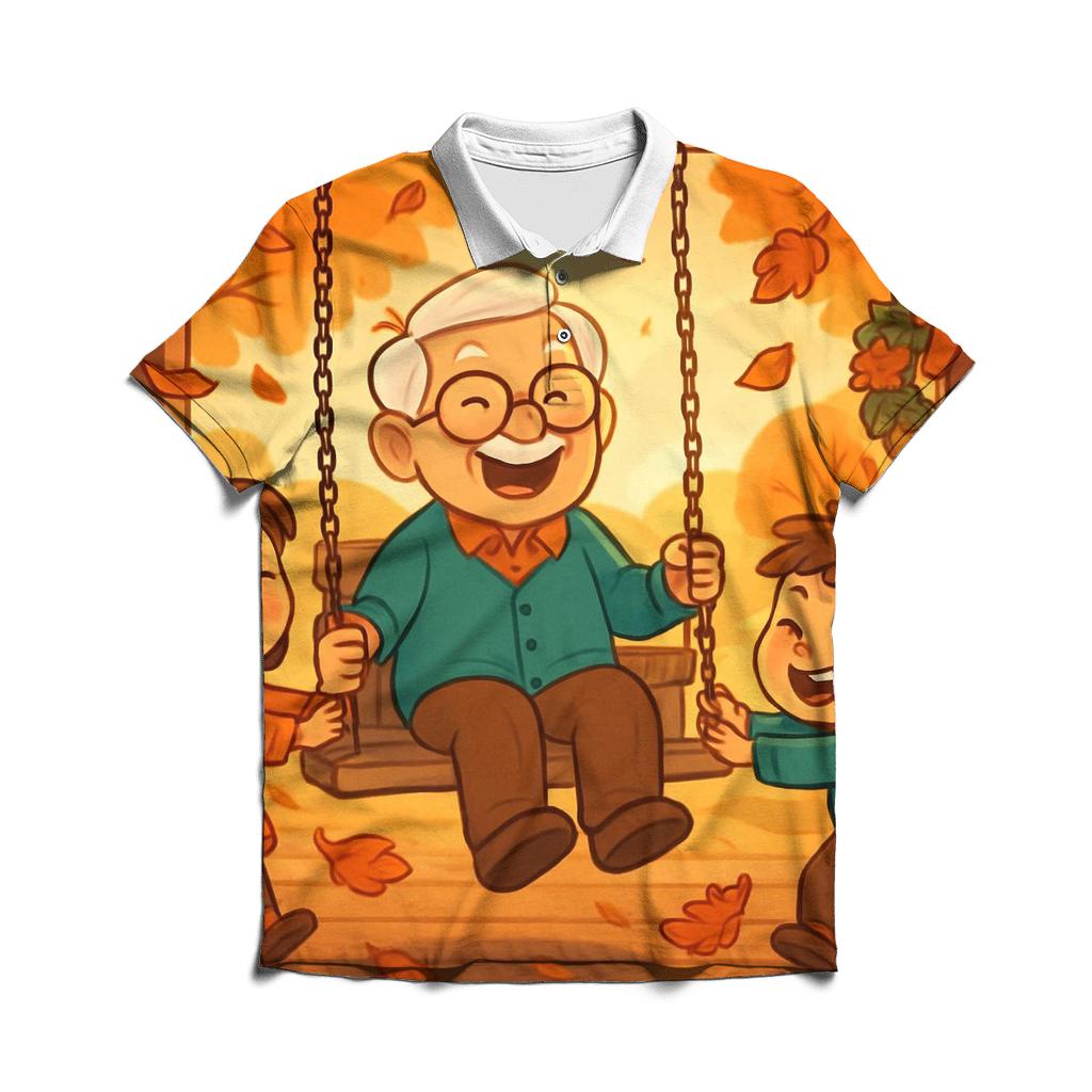 Sunlit Leaf Swing embroidered polo tops