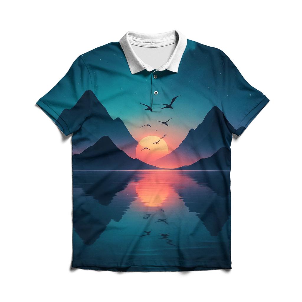 Celestial Ridge Glow premium cotton polo shirts