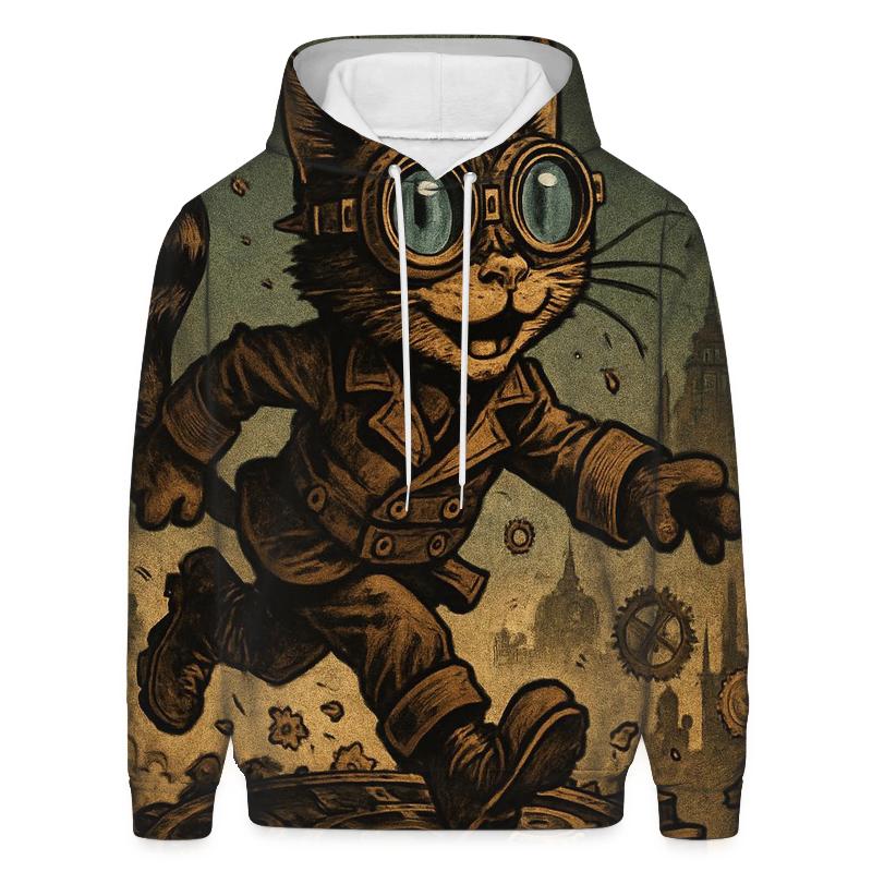 Clockwork Explorer Cat embroidered hoodies