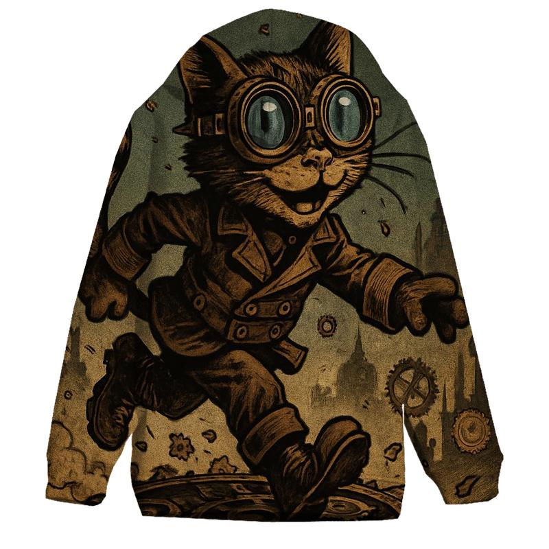 Clockwork Explorer Cat embroidered hoodies