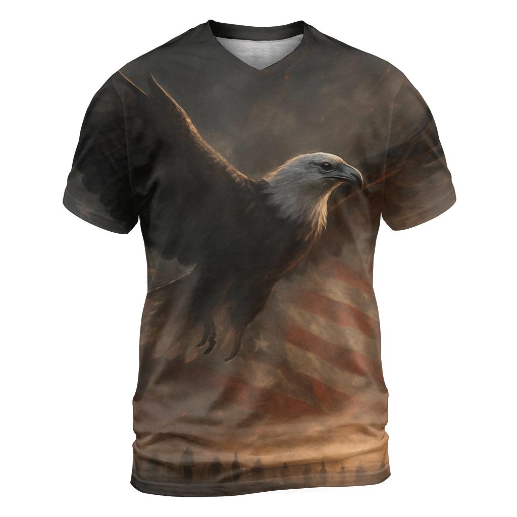 Eagle Over Watch vibrant all-over design tees