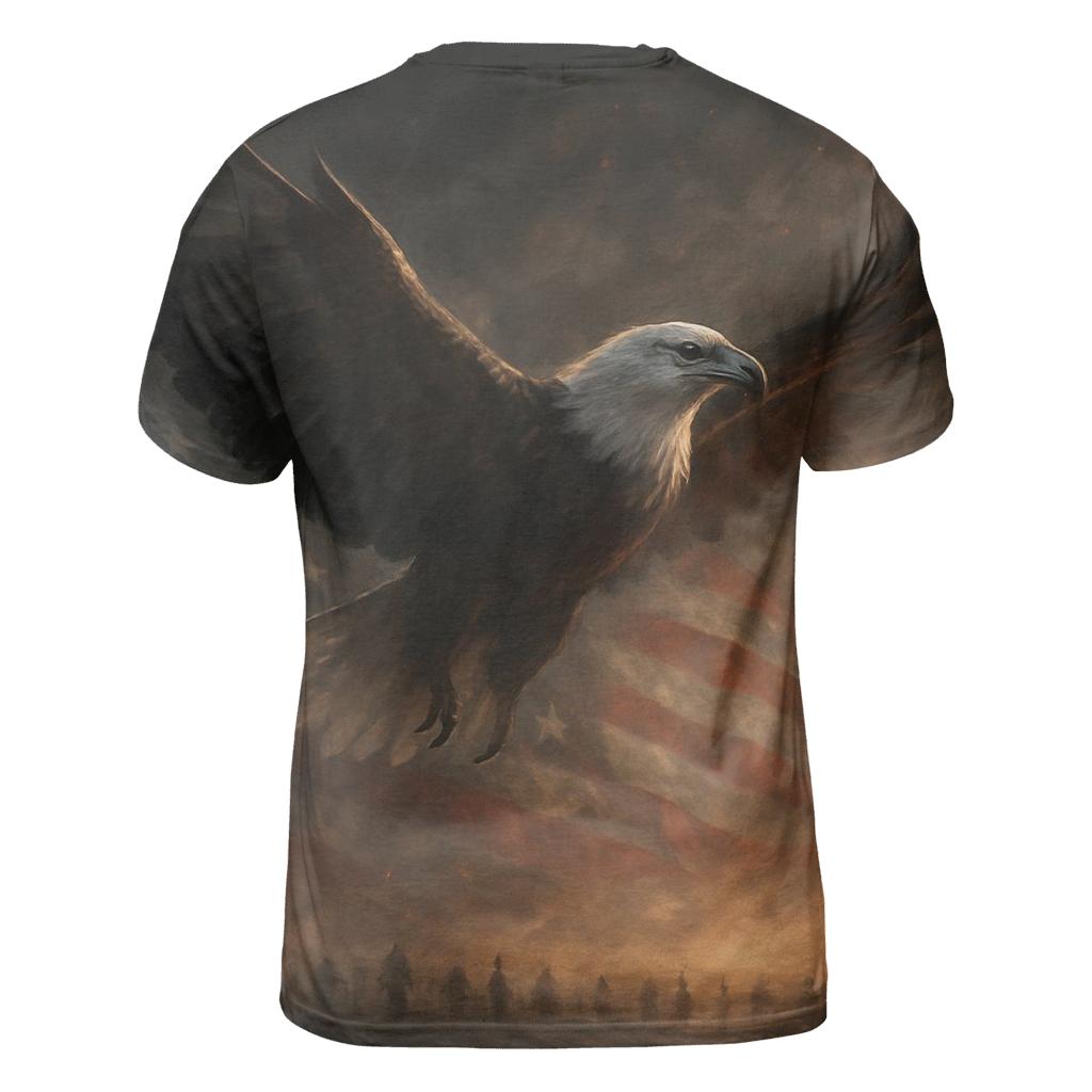 Eagle Over Watch vibrant all-over design tees