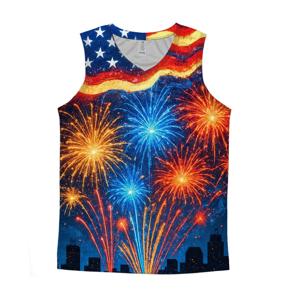 Firework Cascade Banner cotton sleeveless tops