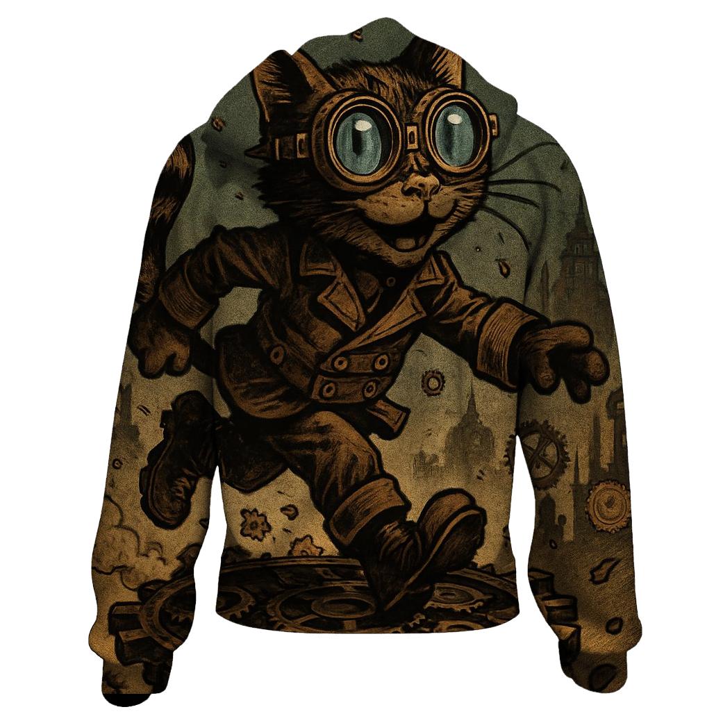 Clockwork Explorer Cat printed hoodies