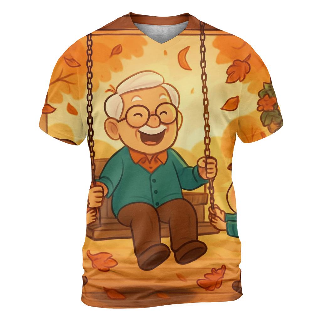 Sunlit Leaf Swing artistic all-over print tops