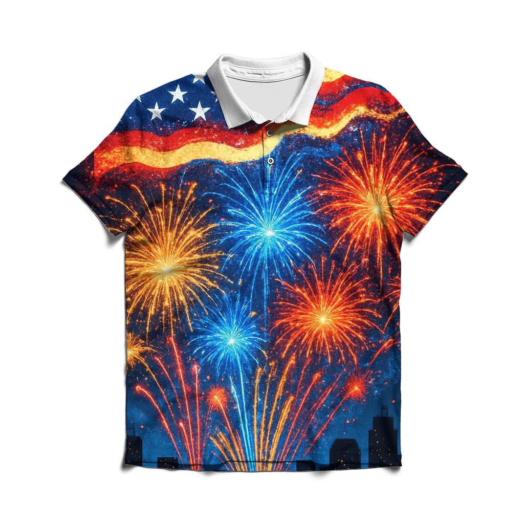 Firework Cascade Banner personalized polo shirts