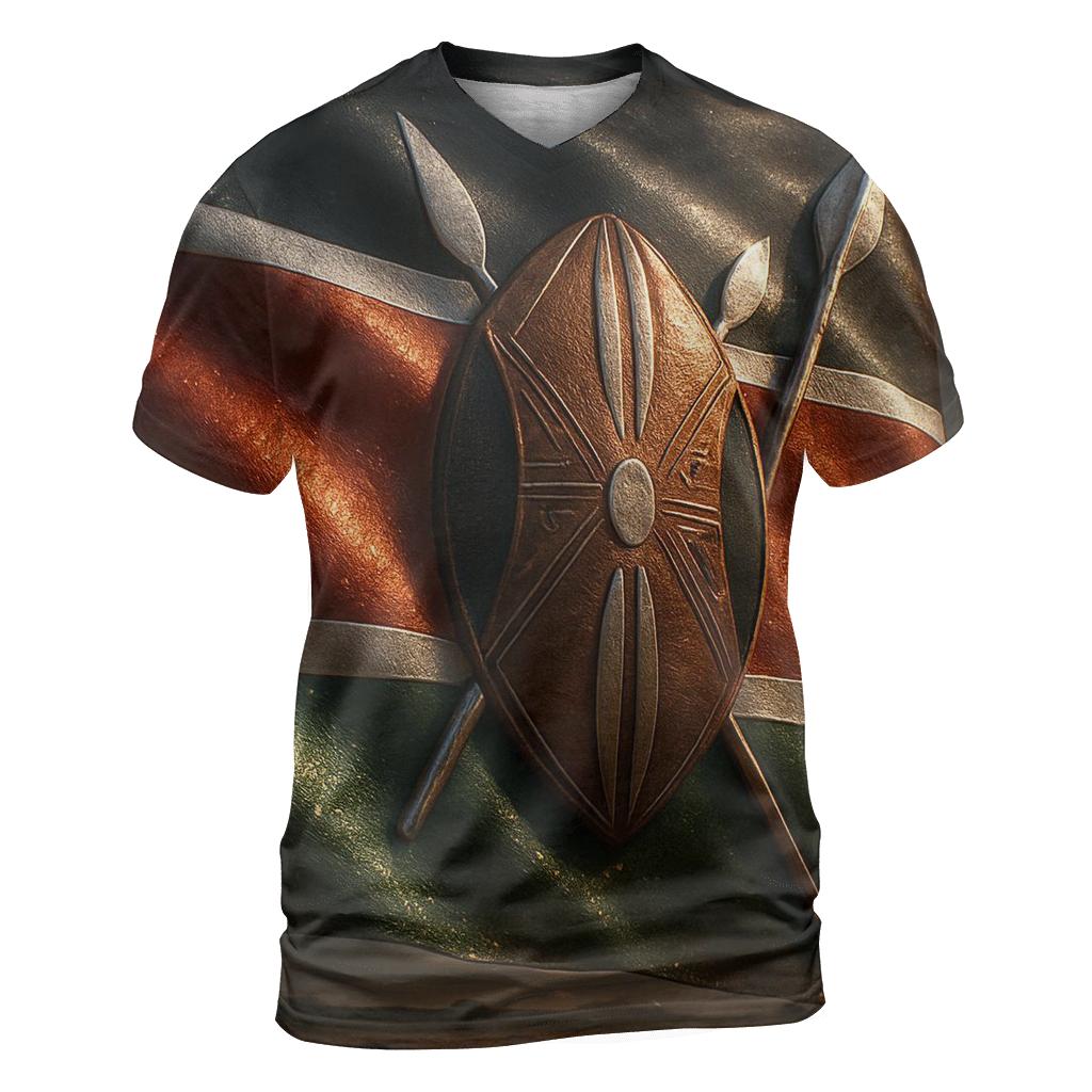 Kenya Shield Merge artistic all-over print tops