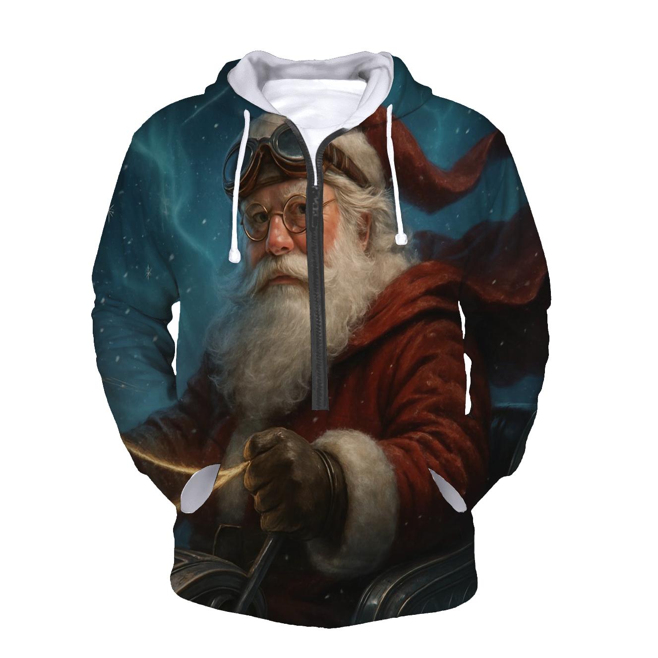 Aurora Sleigh Pilot Santa heavyweight hoodies