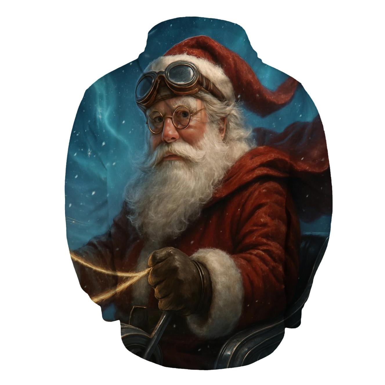 Aurora Sleigh Pilot Santa heavyweight hoodies