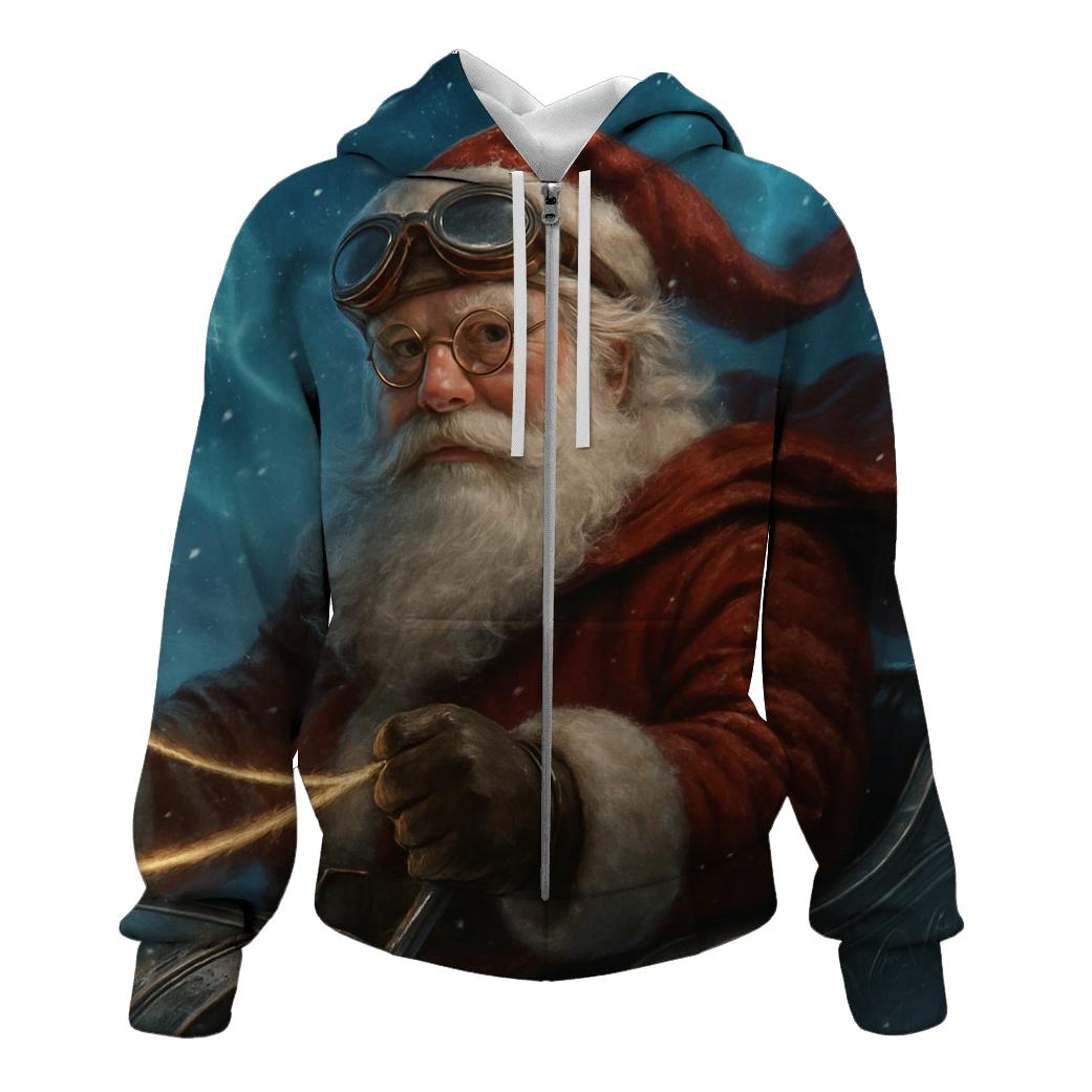 Aurora Sleigh Pilot Santa zip-up hoodies