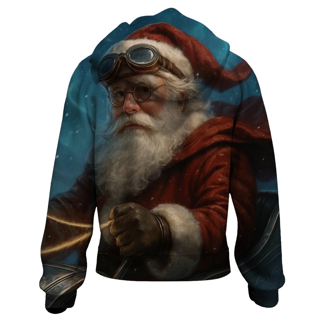 Aurora Sleigh Pilot Santa zip-up hoodies