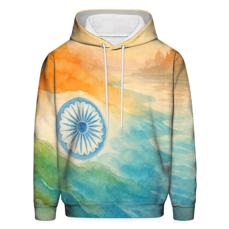 India Watercolor Ganges hoodie trends