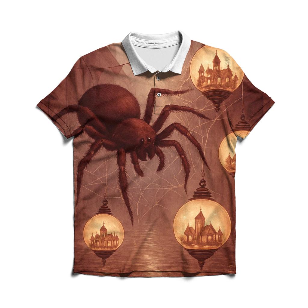 Velvet Lantern Spider embroidered polo tops