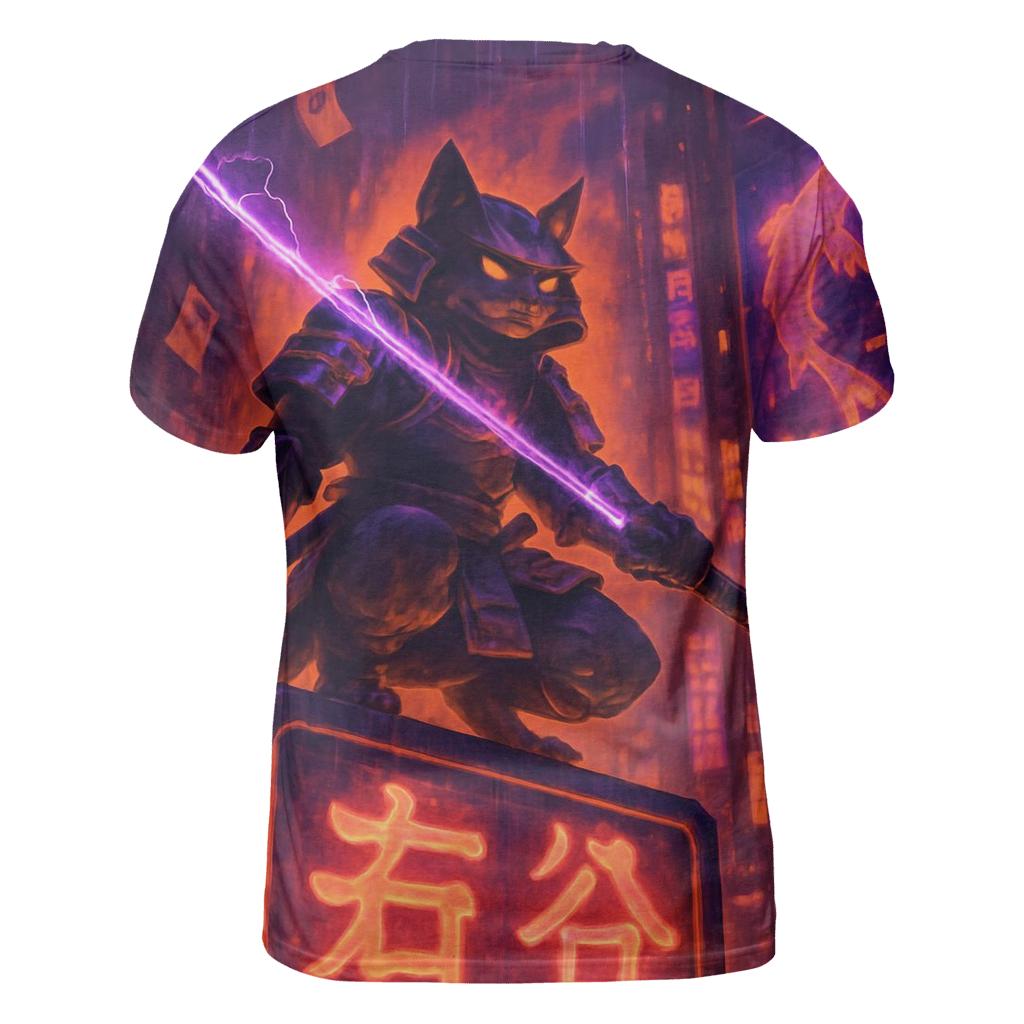 Skyscraper Samurai Cat trendy printed shirt styles