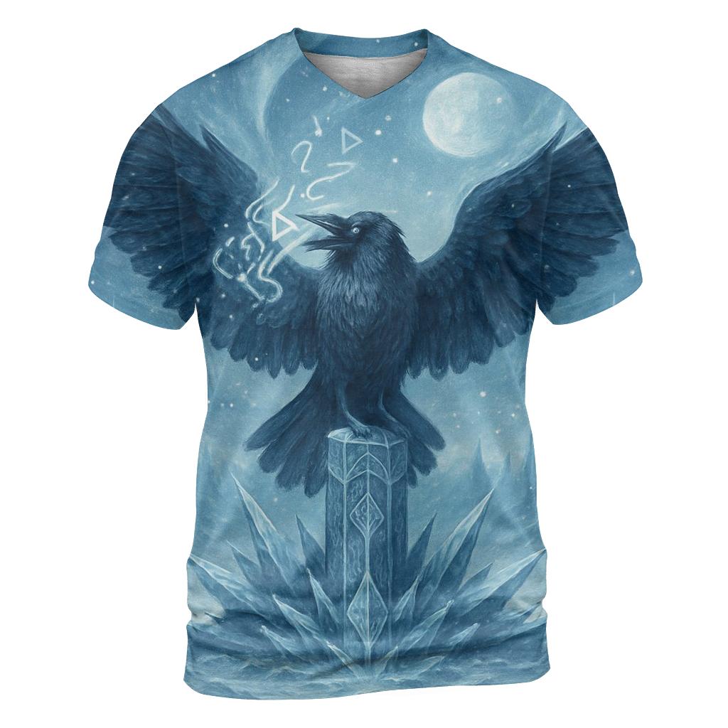 Glacial Oracle Raven artistic all-over print tops
