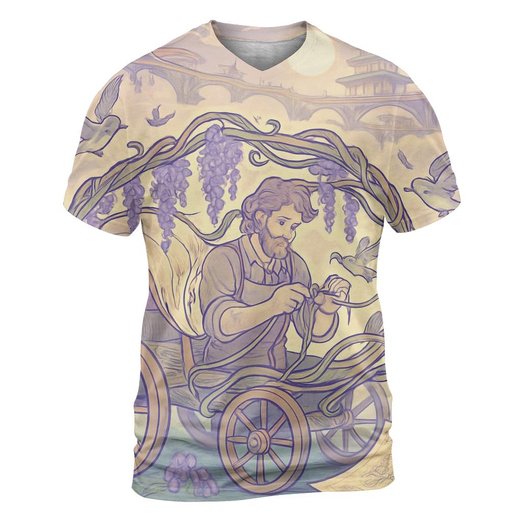 Wisteria Sky Cartwright vibrant all-over design tees