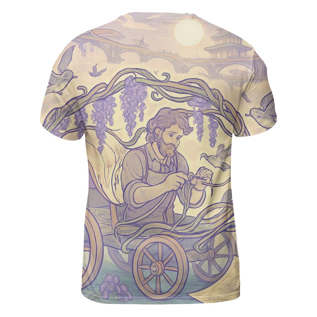 Wisteria Sky Cartwright vibrant all-over design tees