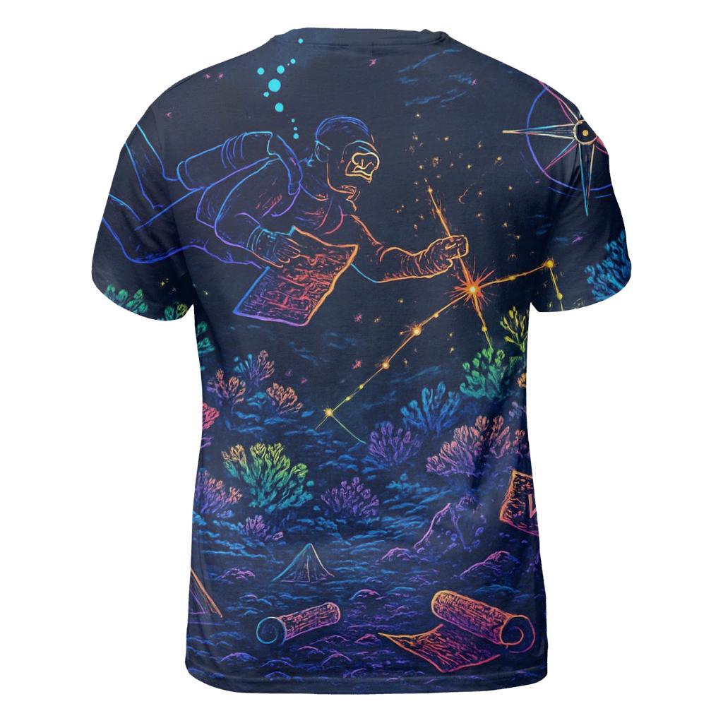 Neon Reef Cartographer vibrant all-over design tees