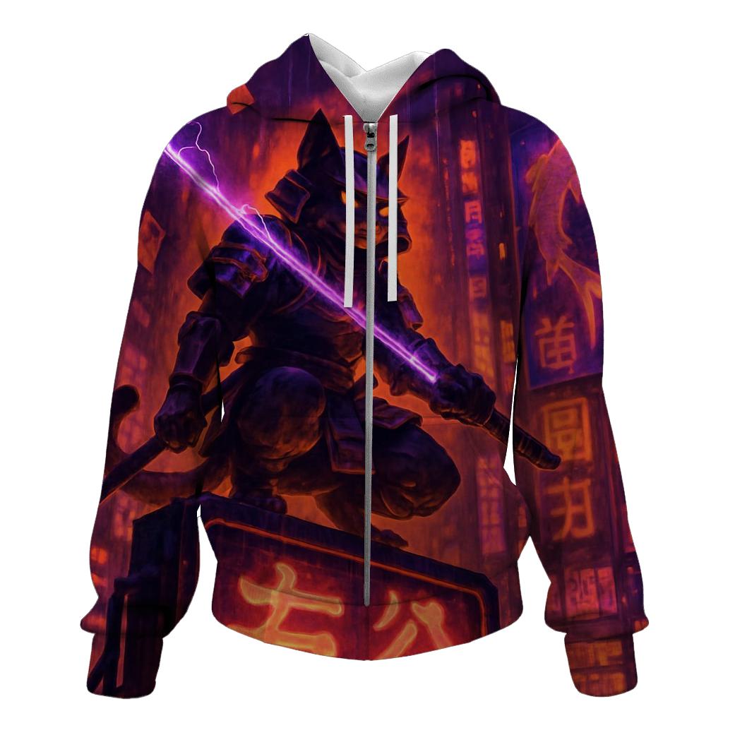 Skyscraper Samurai Cat pullover hoodies