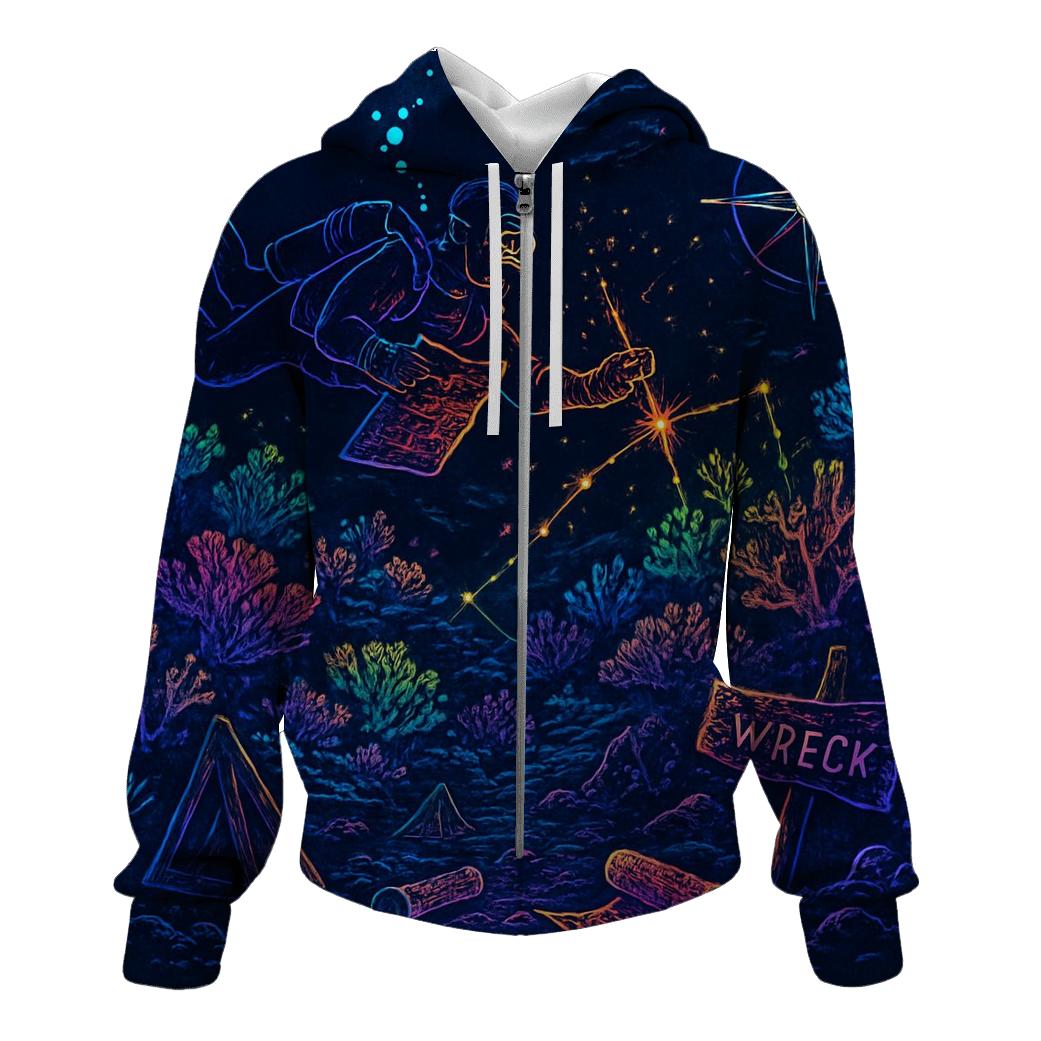 Neon Reef Cartographer printed hoodies