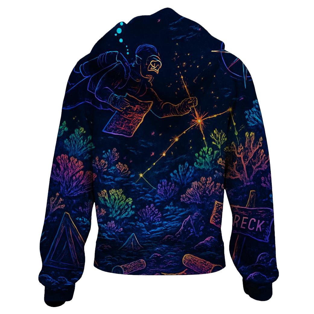 Neon Reef Cartographer printed hoodies