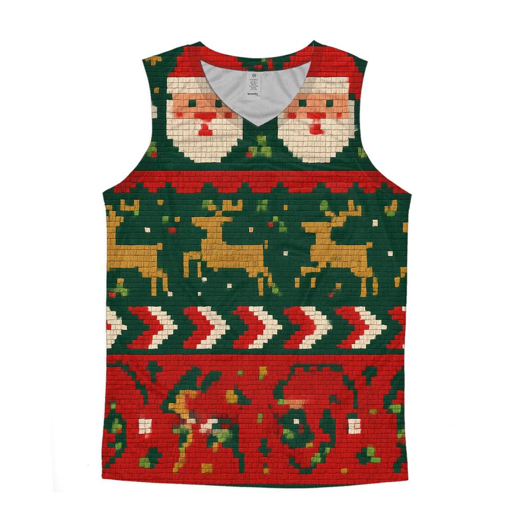 Tacky Tinsel Pixel Panorama Design graphic print tank tops