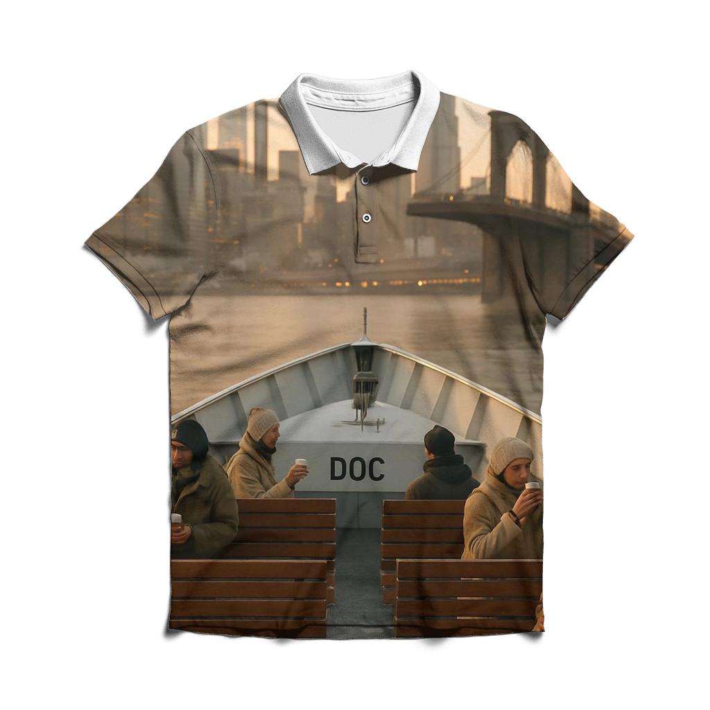 Dawn Ferry Over The East River custom polo shirts