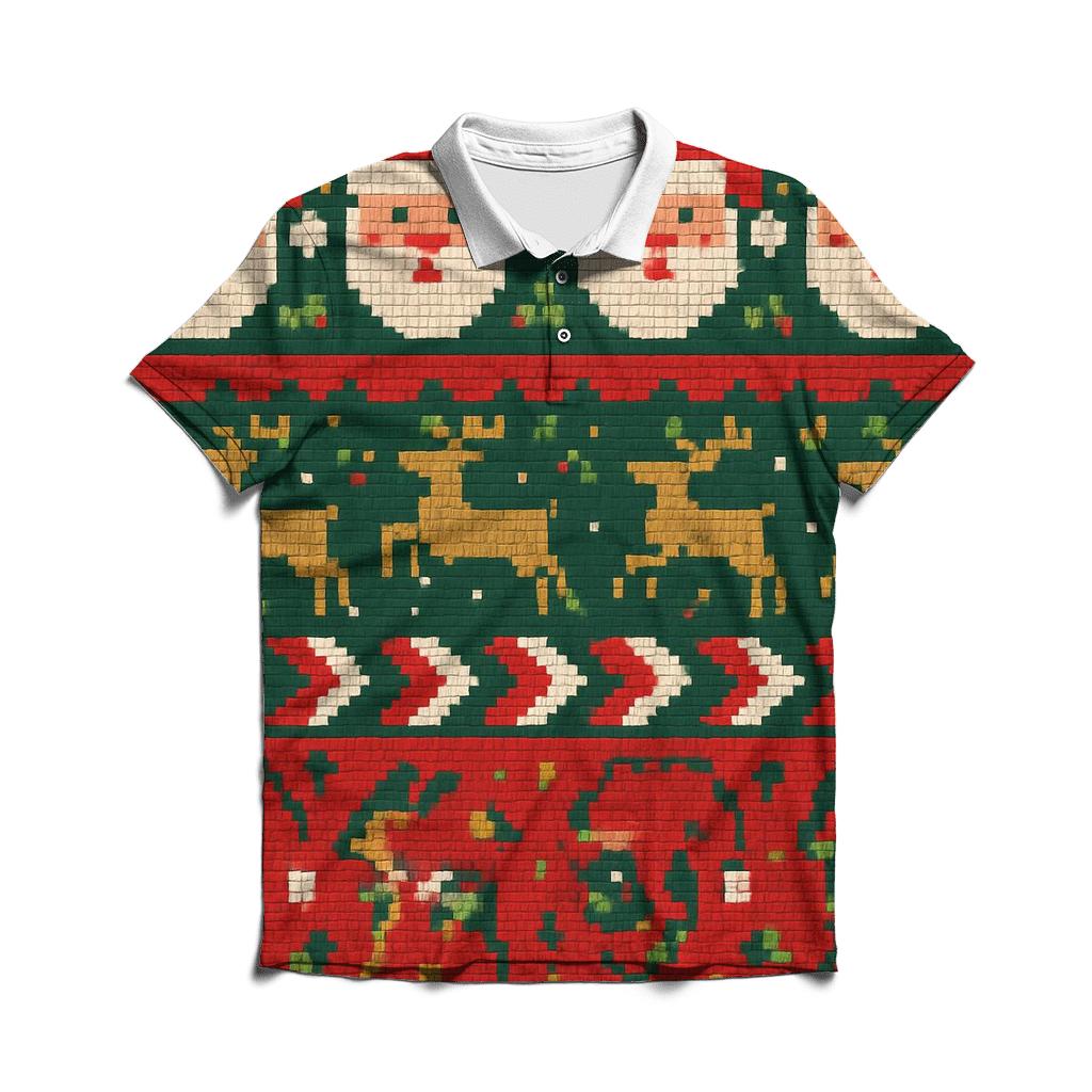 Tacky Tinsel Pixel Panorama Design personalized polo shirts