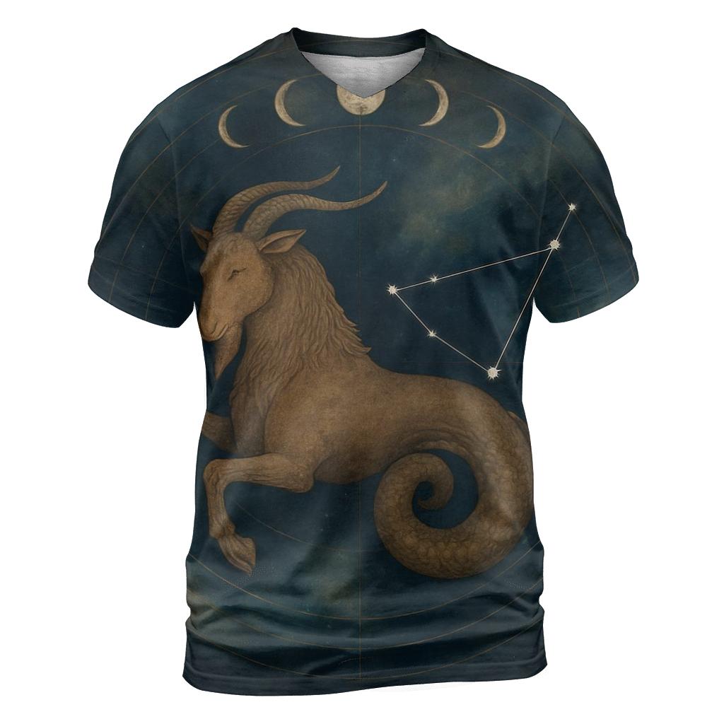 Capricorn Mountain Goat Nebula Map creative print fashion shirts