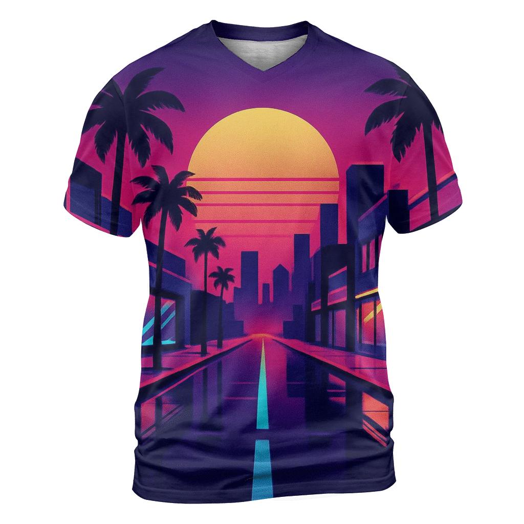 Midnight Neon Boulevard creative print fashion shirts