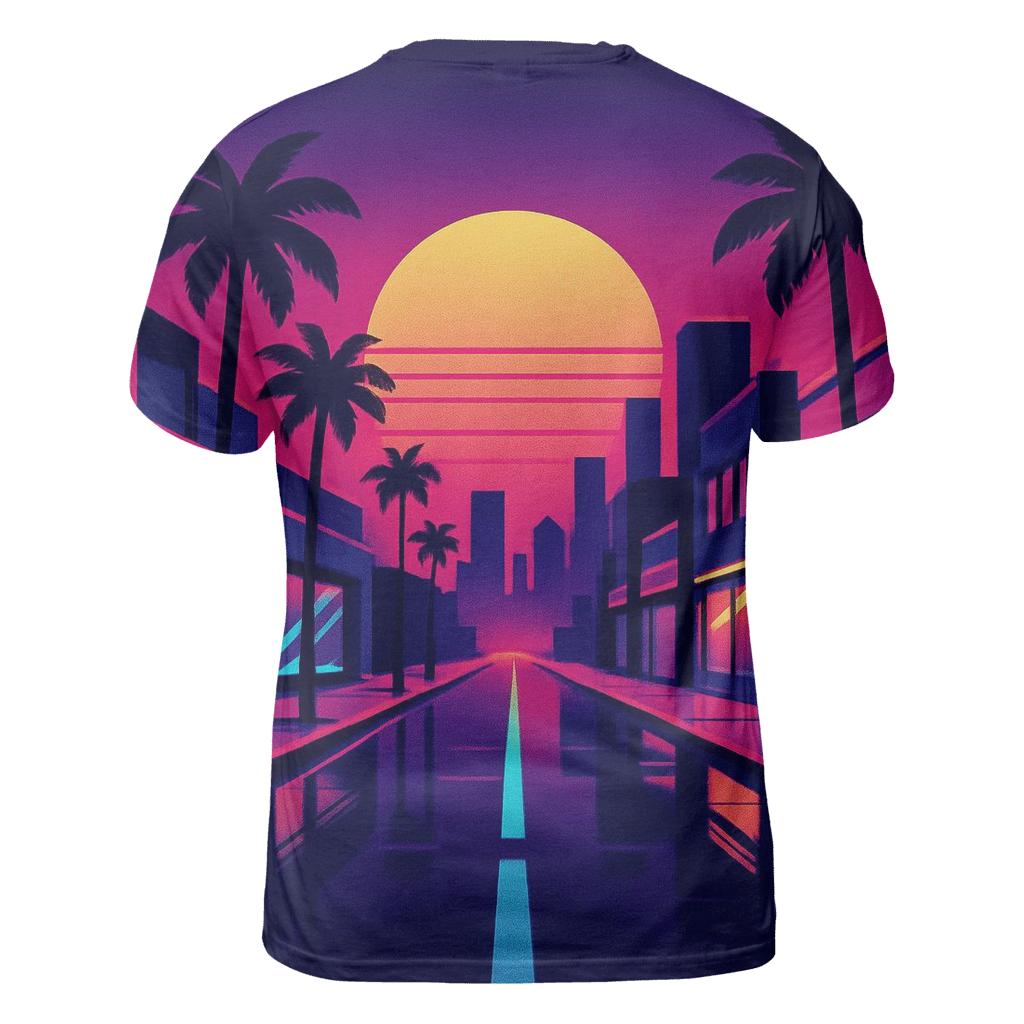 Midnight Neon Boulevard creative print fashion shirts
