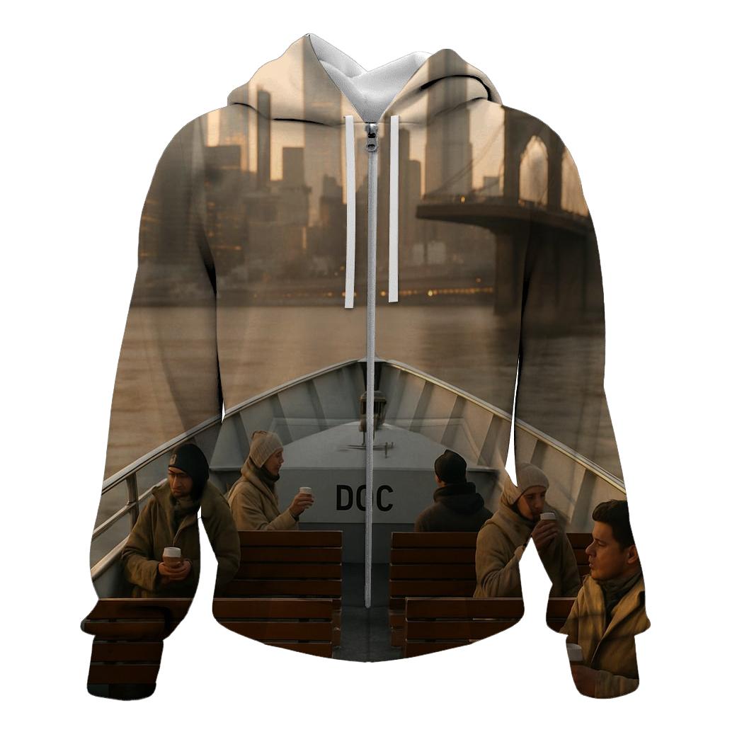 Dawn Ferry Over The East River printed hoodies